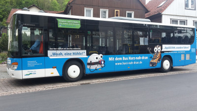 Blauer Bus Bad Grund.jpg Harzer Urlaubsticket HATIX - Erweiterung für die Schiene im Südharz